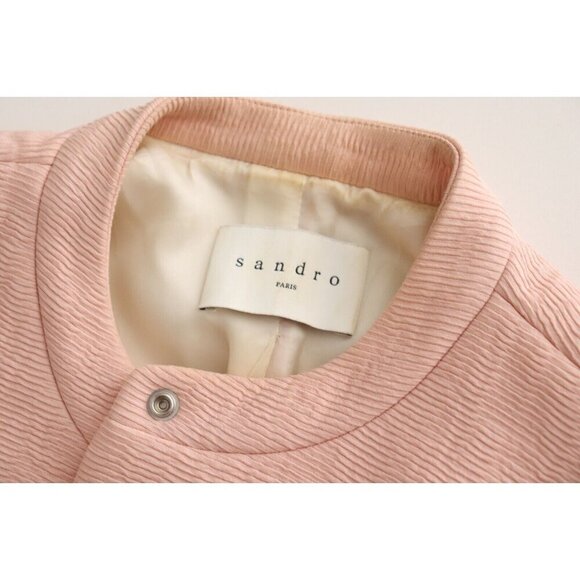 Sandro Women’s 40 Small Rose Pink Textured Blazer Jacket Snap Button V6824E-60 - Picture 3 of 7